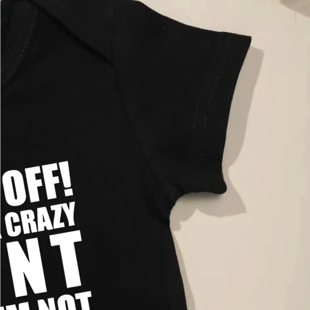 Baby boys casual cute “back‎ off” print romper